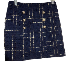 🎈Women’s blue tweed mini skirt with button accent